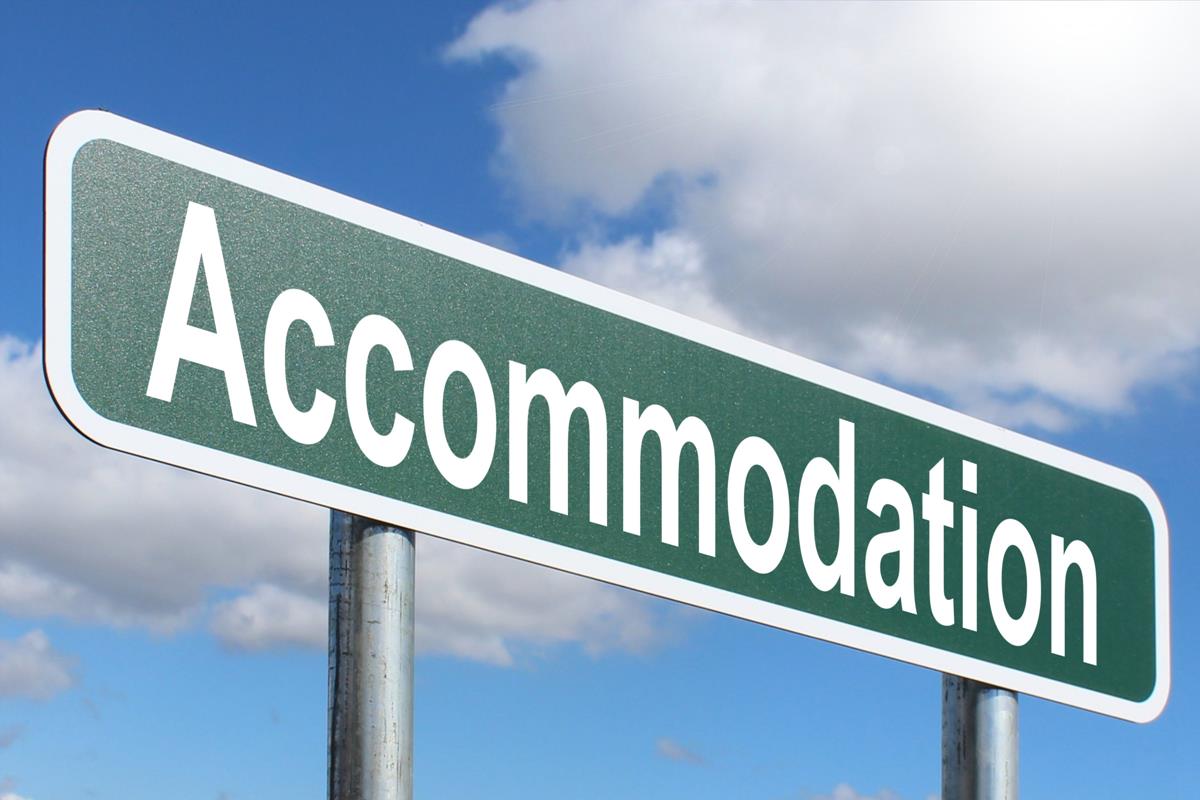 Accommodation Free Of Charge Creative Commons Green Highway Sign Image
